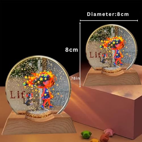 Image of One94Store 3D Acrylic LED Night Light - Warm White & Dream Girl Design with Durable Plastic Base, Decorative Table Lamp for Bedroom, Living Room, Kids Room, Study & Home Decor Gifting