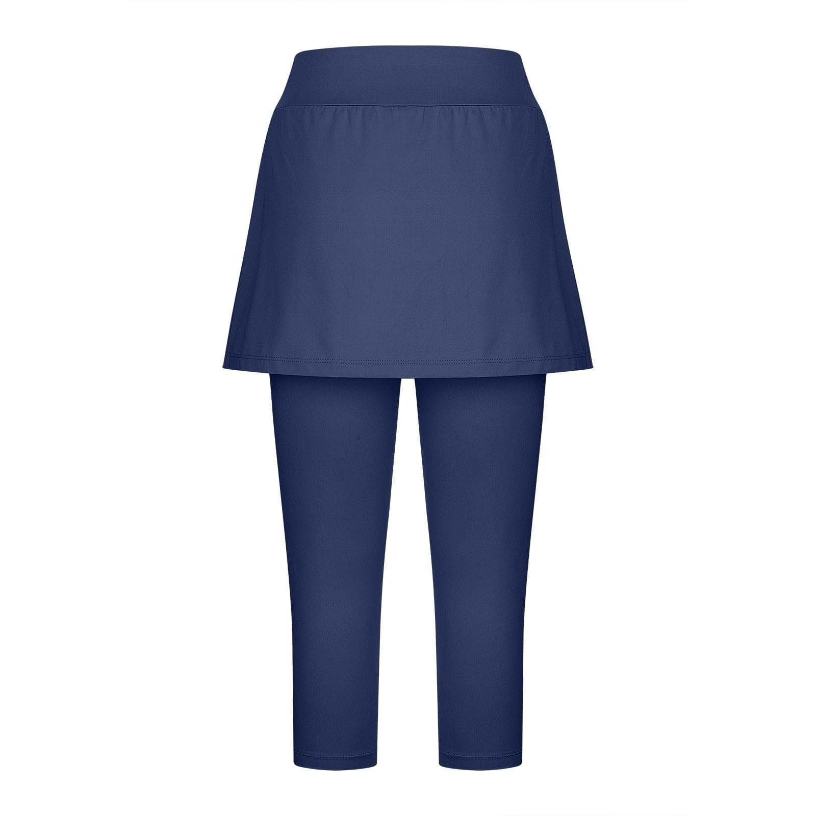 Pantalones deportivos para mujer con falda 2 en 1, faldas de tenis con bolsillos, falda de golf, gimnasio, entrenamiento, falda deportiva, cintura alta, pantalones deportivos hasta la rodilla