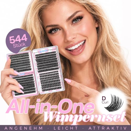 CALAILIS Wimpern Extensions Set, 4 Stile 544 Stück Wimpern Cluster Lashes – Ansicht 5