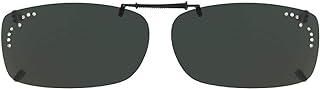 Dioptics Solar Shield-A REC Polarized Rectangular Clip On Sunglasses, Gray Rhinestone, 52 mm