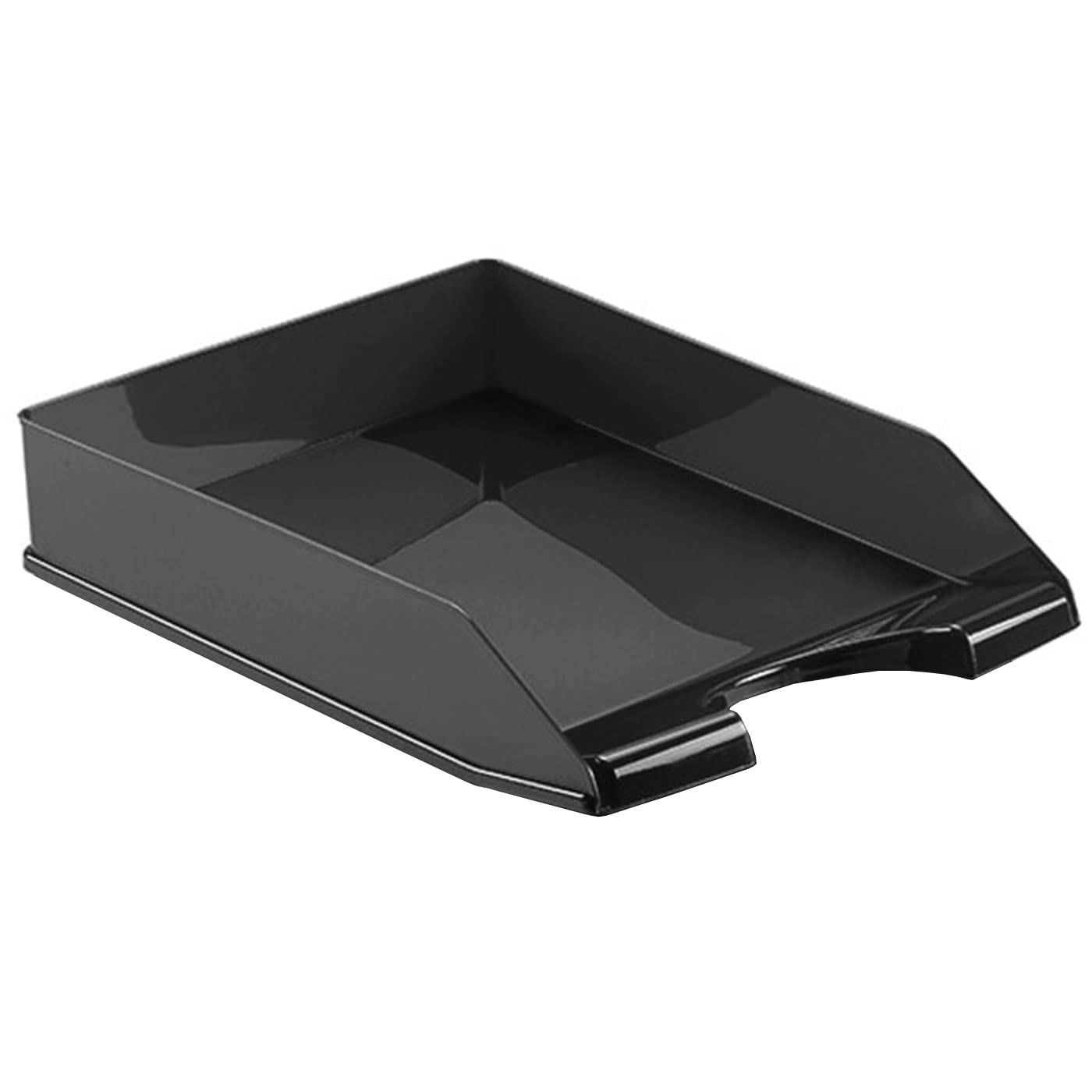 Tradineur - Pack de 5 bandejas de Oficina Modelo Apilable - Fabricado en Plástico - Organizador Documentos Formato A4 - Fabricado en España - 6,5 x 25,5 x 35 cm - Color Negro