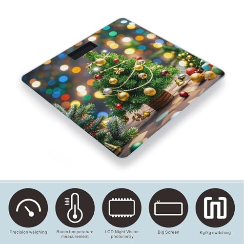 Báscula digital de baño con diseño de árbol de Navidad y campanas miniatura 3