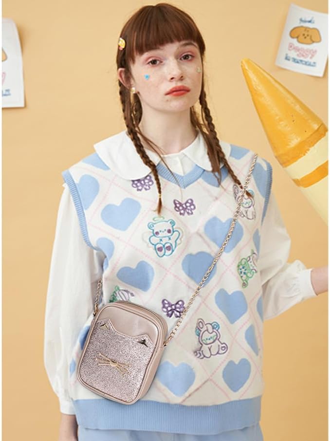 Sparkly Girls Purse and Birthday Gifts for Youth Girls Teens and Kids, Small Kawaii Cat Purse and Kitty Bag Crossbody | Aged 8-25, Roomy Fit Phone, Zipper Closure, Comfy Wear - Image 8