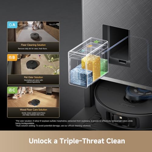 Image of DREAME Matrix10 Pro Robot Vacuum and Mop, Featuring Multi-Mop Switching Dock, Three-Solution Compartment, Detangling Brush, 30,000Pa Suction, 212F (100℃) Mop Self-Cleaning Black