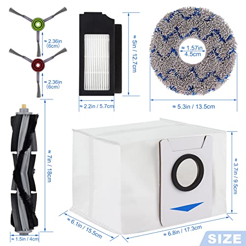 Image of Replacement Parts for ECOVACS DEEBOT X1 OMNI Turbo T10 T20 Omni T20 /T20 Max /T20 Pro Robot Vacuum Cleaner - Spare Accessories Kit Include 1 Main Brush 4 Side Brushes 4 Filter 4 Mop Pads 2 Dust bag