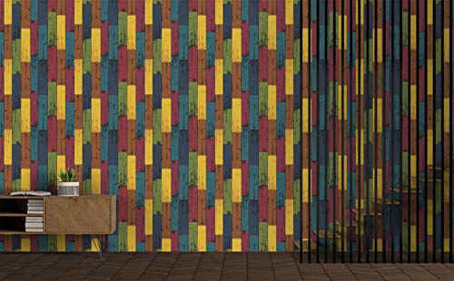 Image of DWELLSINDIA Wood Art Self Adhesive Wallpaper Peel & Stick, Waterproof, Scratch Resistant, Laminated (41cm x 244cm, Multicolour)