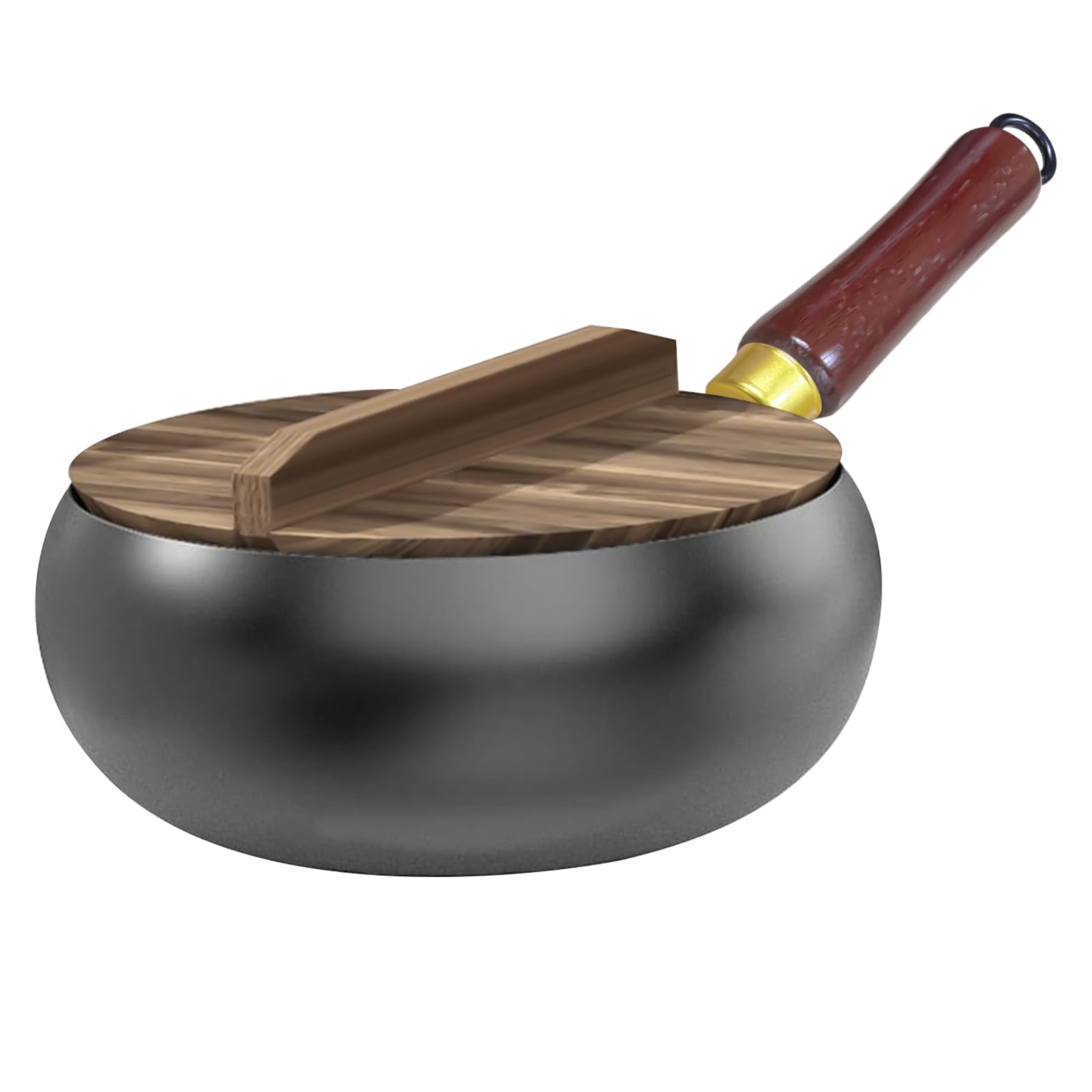 Padella In Ghisa Con Coperchio Di Legno, Non Rivestita, 24 Cm, Per Friggere, Cuocere E Stufare: Resistente E Versatile