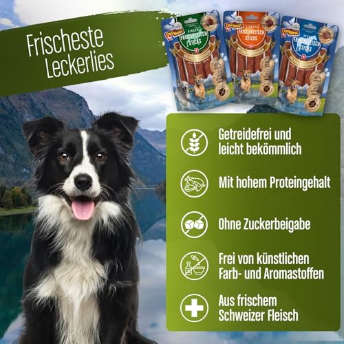 DeliBest Frischfleisch Straussen Sticks I Straussenfleisch für Hunde I Hundeleckerli getreidefrei I natürlicher Hunde Zahnsteinentferner I Hundezahnpflege Snack, 7 Stück (1er Pack)
