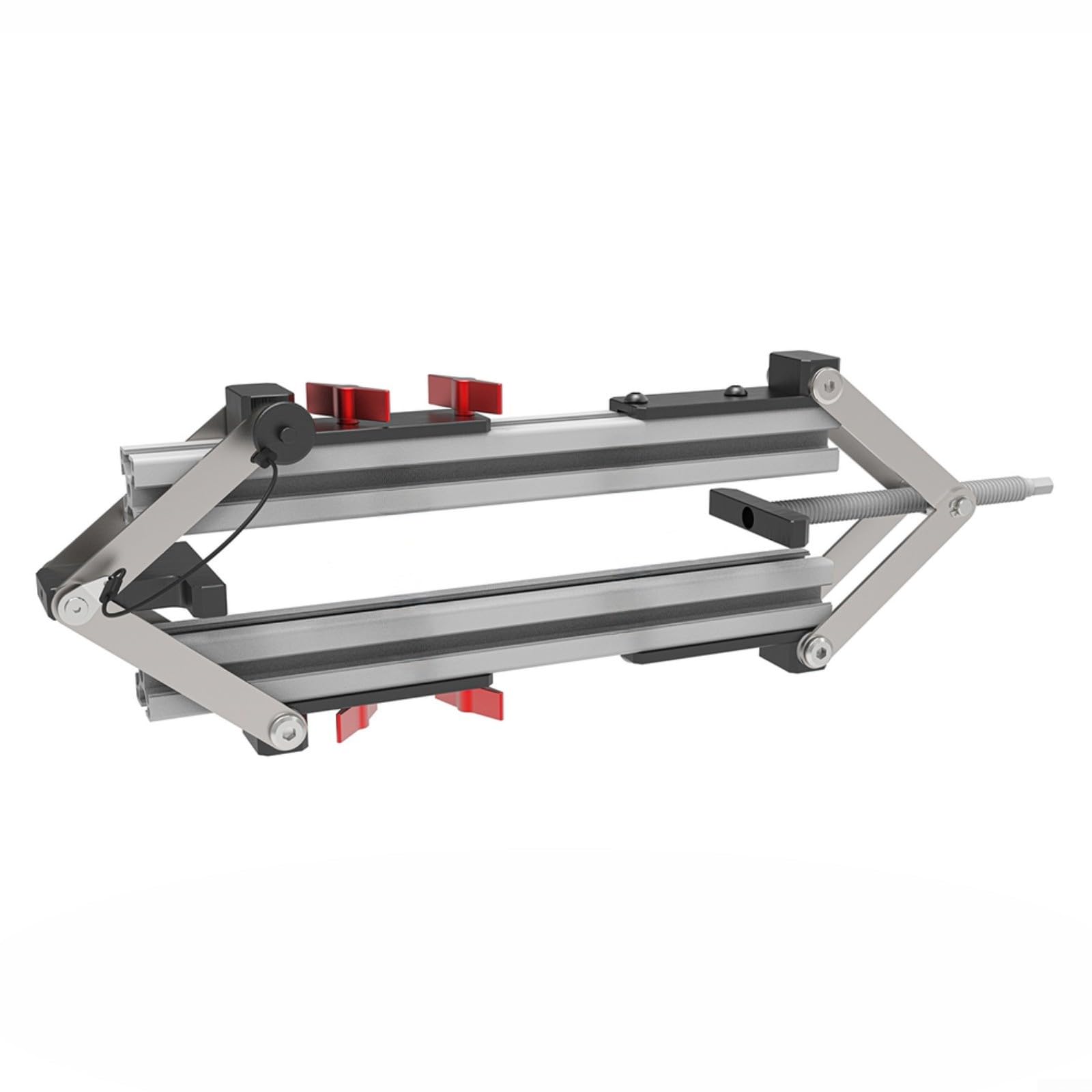 Vier-Wege-Holzspannklammer für Tischplatten und Möbelbau, synchroner Spannmechanismus in Richtungen, Aluminium-Profil 3030 kompatibel, Spannbereich 12–100 mm