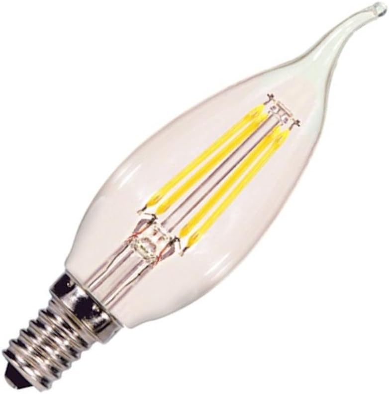 Satco S9923 Candelabra Bulb in Light Finish, 4.69 inches, Unknown, Clear
