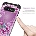 LONTECT for Galaxy S10 Case Floral 3 in 1 Heavy Duty Hybrid Sturdy High Impact Shockproof Protective Cover Case for Samsung Galaxy S10, Black/Purple Flower