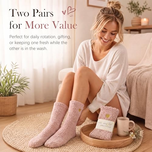 Image of Azue Fuzzy Warm Slipper Socks Women Super Soft Microfiber Cozy Sleeping Socks 6 or 5 Pairs