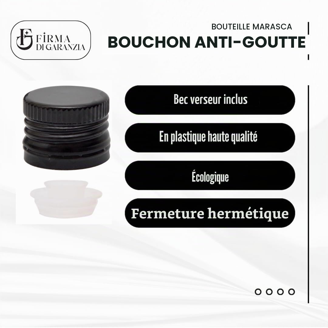 12 Bouteilles pour Huile et Liqueur 1000 ml - Marasca Carrées Vides en Verre Foncé Uvag avec Doseur Huile Anti-Goutte et Bouchon Hermétique - Fabriqué en Italie - Usage Professionnel et Domestique