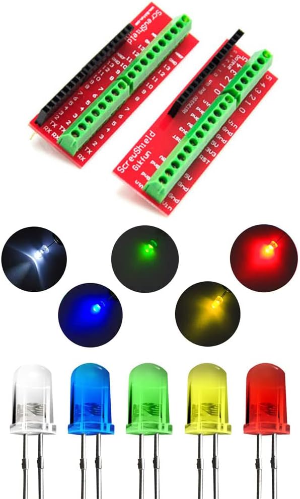 Amazon.com: Gikfun Screw Shield Expansion Board, 5mm LED Light Assorted ...