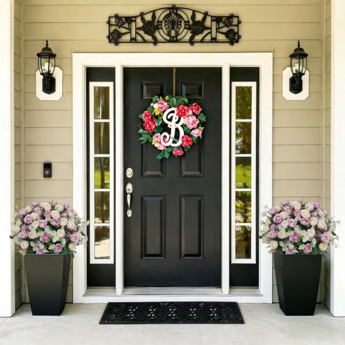 Aoutyers 24" Artificial Potted Flowers for Outdoors, Silk Rose Faux Plants - image 8