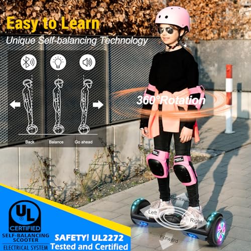 Image of LIEAGLE Self Balancing Scooter, 6.5 inch Self Balancing Scooter with Two Wheels LED Lights for Kids Adults