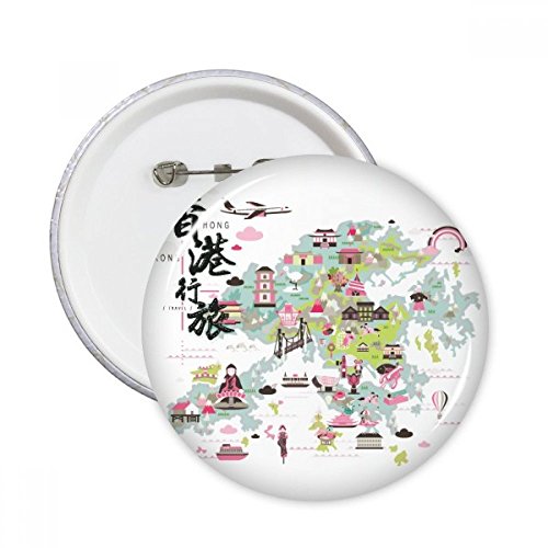 Badge Hong Kong carte imprimée XXL décoration vêtement 5pcs