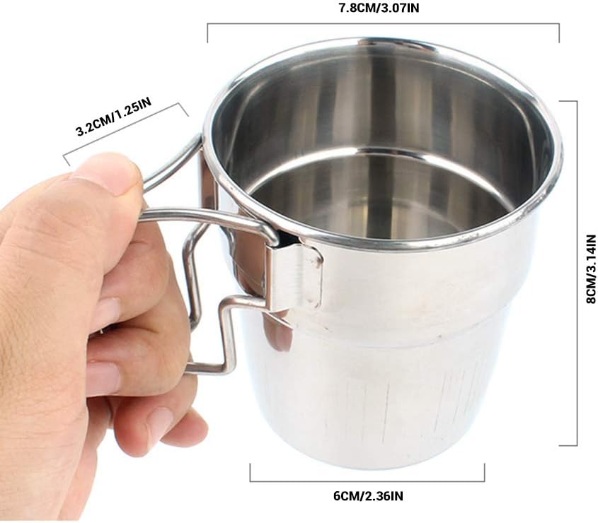 Doherty 4PCS Stackable Stainless Steel Camping Cups with Folding Handle Outdoor Travel Cup Set Camping Stackable Cups