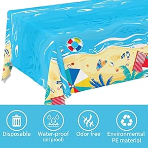 Beach Theme Party Supplies Summer Pool Disposable Tablecloth Plastic Waterproof Table Cover for Hawaiian Party Birthday Decorations, 3 Pack 54X108inch Beach Theme Party Supplies Summer Pool Disposable Tablecloth Plastic Waterproof Table Cover for Hawaiian Party Birthday Decorations 3 Pack 54X108inch