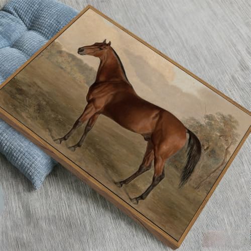 Image of KISSFOX Framed Wall Art Vintage Wall Decor Horse Pictures Equestrian Canvas Art Retro Animal Paintings Farmhouse Artwork For Bedroom Living Room Kitchen