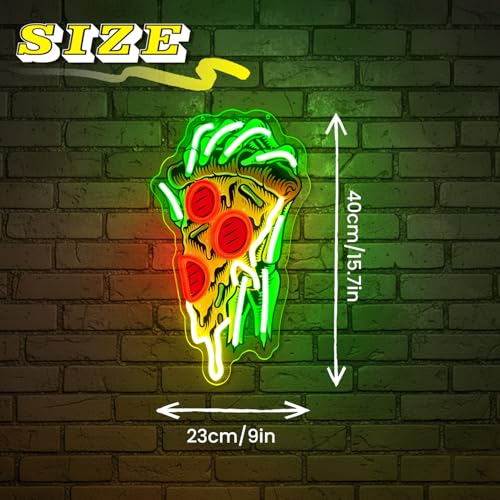 Image of Pizza Neon Sign for Wall Decor Dimmable Pizza LED Neon Light USB Powered LED Wall Art for Kitchen, Dining Room, Bar, Man Cave, Unique Home Decor and Gift for Pizza Lovers