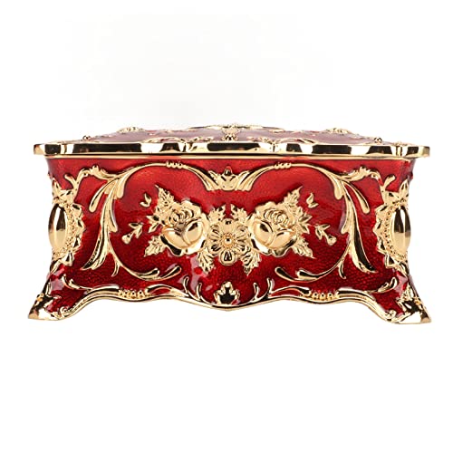 Nmfin Ring Boxes For Jewelry Gift Vintage Jewelry Box Ring Box For Wedding Ceremony Trinket Box Jewelry Box Small Mini Jewelry Boxes Keepsake Box Jewelry Box For Girls(Gold Red) #TOP6