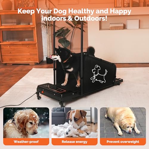 IHUESHO Dog Treadmill for Medium and Small Dogs - Quiet 1.5HP Motor Pet Running Machine with Remote Control & LED Display - Indoor Dog Exerciser with Side Protection Panels & Wheels - Thumbnail 2