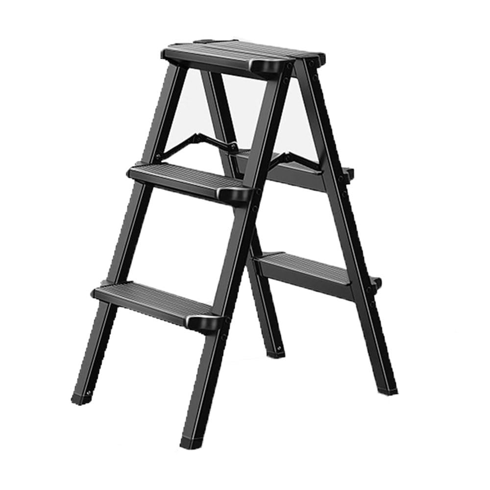 step ladder Foldable A-Frame 3-Step Ladder Climbing Reaching Items High Stool Storage Shelf Double-Sided Steps garage step ladder