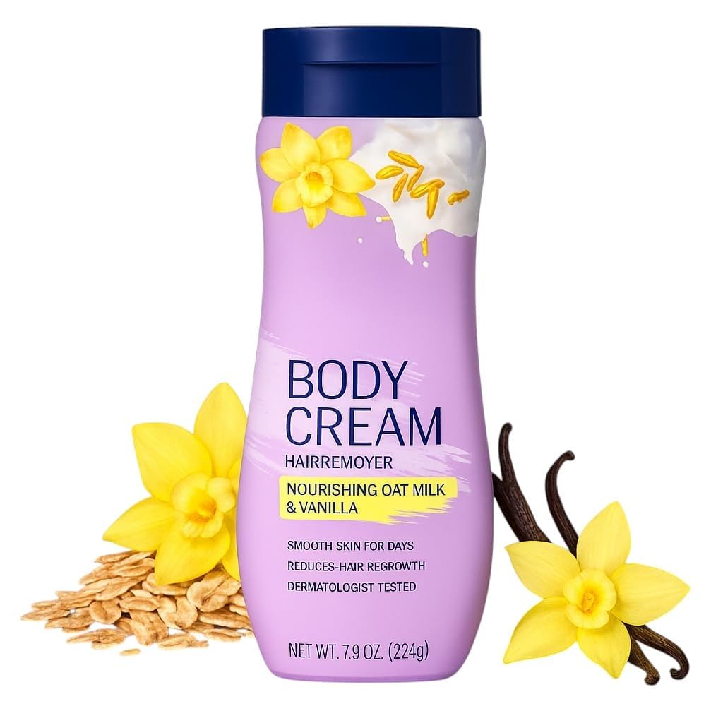 Body Cream Hair Remover Oat Milk Vanilla Body Hair Removal Cream for Women 7 9 oz packof1