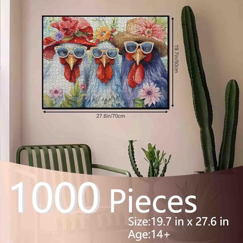 Tucocoo Hahn-Puzzles für Erwachsene, 1000 Teile, Tiere, Tropische Blumen, Kunstwerk-Puzzle, 70 x 50 cm, bunt… – Ansicht 2