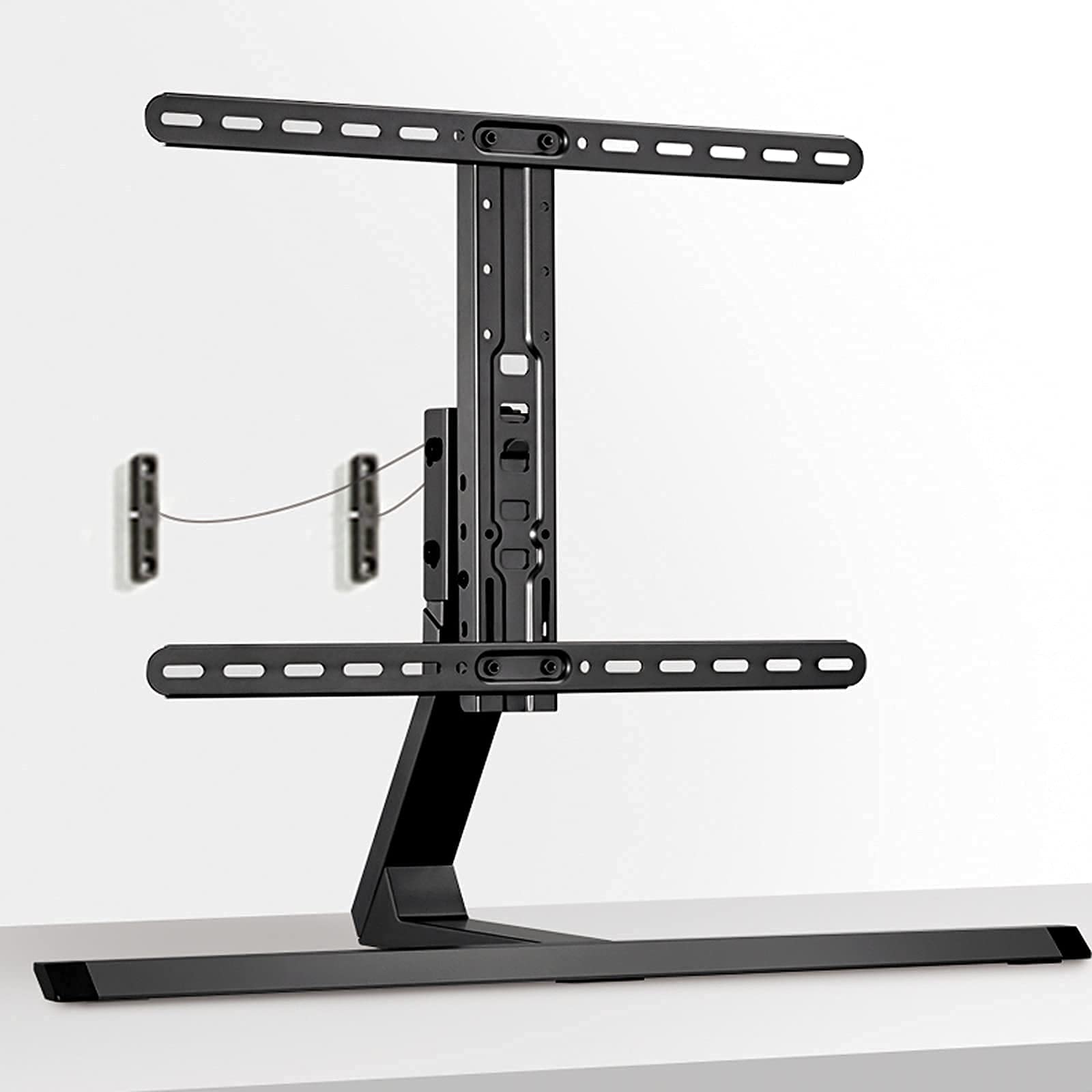 YCQYM Podstawa pod telewizor z regulacją wysokości Podstawa na biurko do telewizorów 37"75" Metalowy wspornik obrotowy o wadze do 88 funtów 600 x 400 mm Opcje w kolorze szarym i czarnym