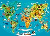 Ravensburger - Puzzle Enfant - Puzzle 150 p XXL - La Carte du Monde des Animaux...