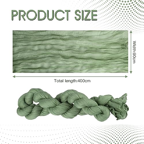 2 Stück Tischläufer Grün, 90x400 cm Käsetuch Tischläufer Eukalyptus Grün, Musselin Tischläufer Salbeigrün… – Ansicht 2