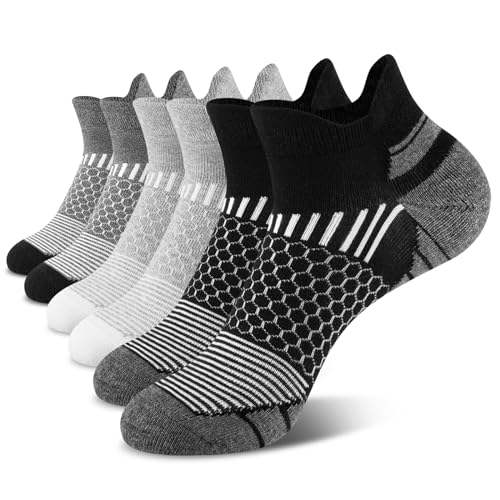 Niofind Mens Trainer Socks, Ankle Cushioned Running Socks, Cotton Low Cut Breathable Anti-Blister Socks for Sports Hiking Cycling Walking Multipack 6 Pairs
