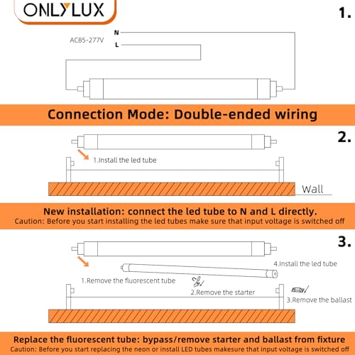 Image of ONLYLUX 8 Foot Led Lights, 5850LM,Ballast Bypass,6000k Clear Cover(24 Pack)