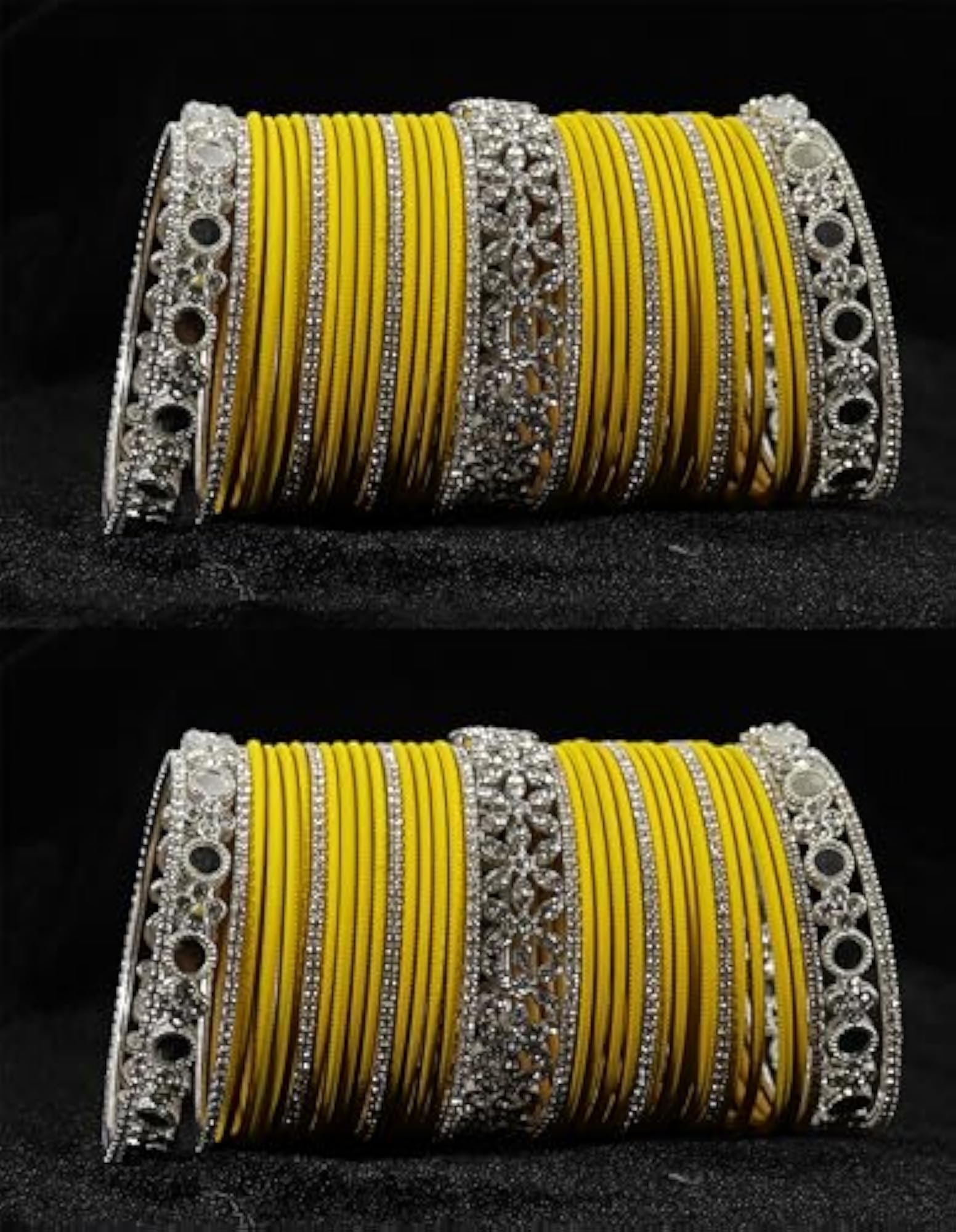 Stylish Mirror & Stone Work Premium Metal Bangles Set for Women