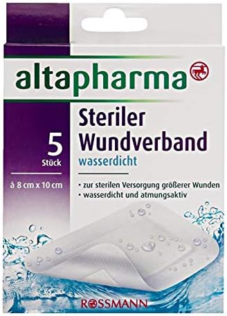 Altapharma sterile wound dressing - Waterproof - 1 pack of 5 - For the sterile treatment of larger wounds - Breathable - Medical product
