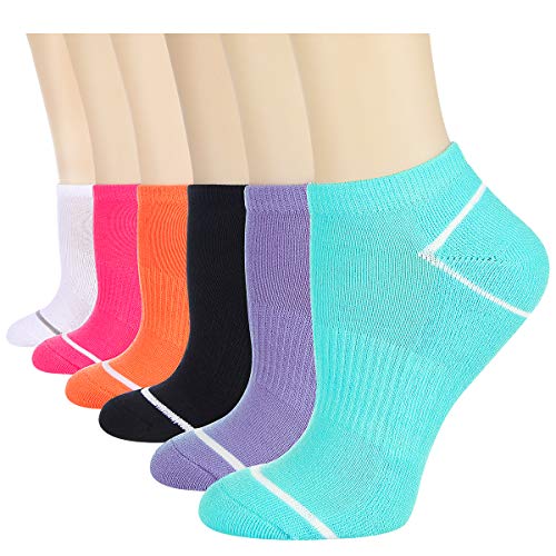 Heatuff Women's 6 Pack Performance Low Cut Ankle Socks Moisture Control Athletic Cushioned Sock With Arch Support