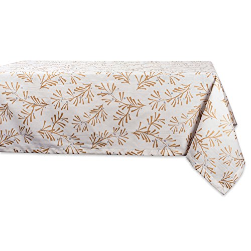 Dii Holiday Dining Table Linen Metallic Fabric Kitchen Décor, Christmas Tablecloth, 60X84, Gold Holly Leaves #TOP24
