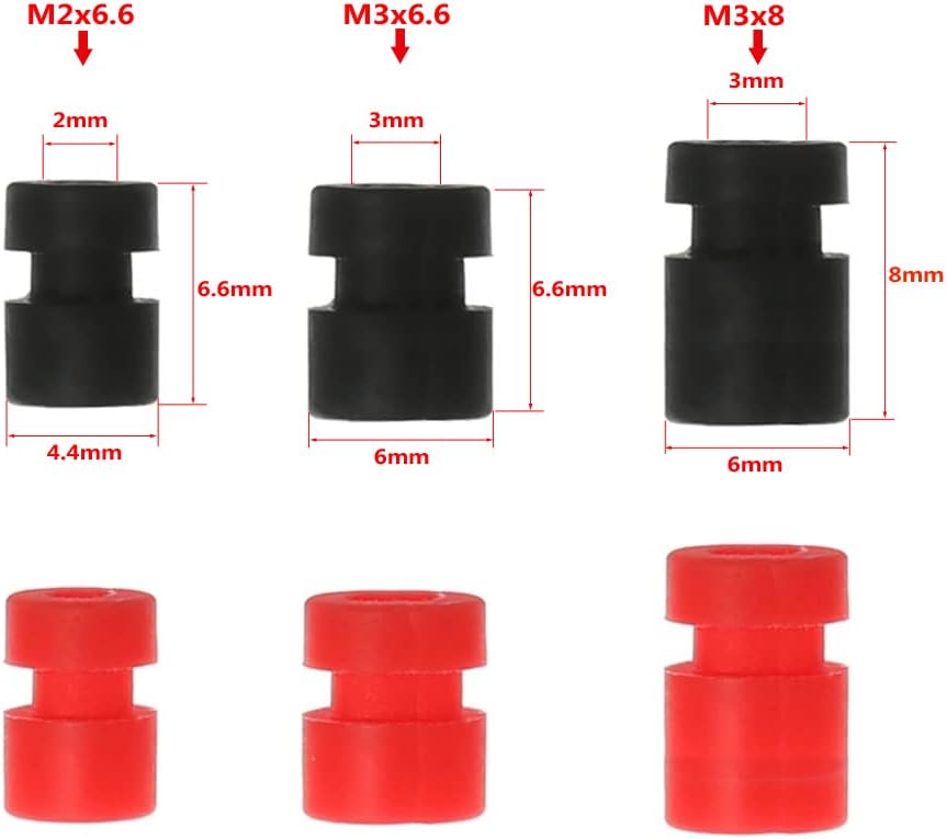 Repair M2 M3 Anti Vibration Rubber Shock Absorber Damping Damper Ball for F3 F4 F7 Flight Controller FPV RC Drone Multi Rotor Drone Accessories (Color : M2x6.6 Black 30PCS)