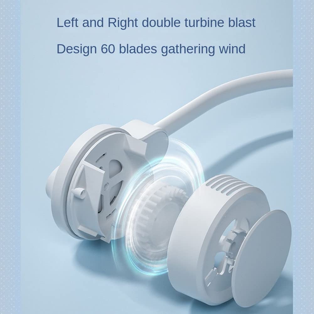 Ventilatore da collo a mano mini ventilatore personale USB da appendere al collo, ventola di raffreddamento personale portatile portatile, collo indossabile blu