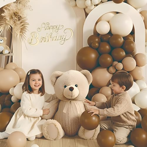 Image of Brown, Camel & Sand White Balloon Garland Kit, Pack Of 75 Pcs for Birthday Decorations, Baby shower Decor, theme decoration, Home Decoration items
