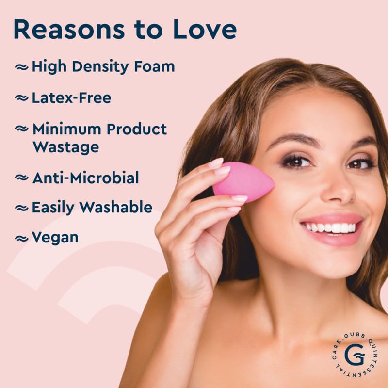 Image of GUBB Professional Mini Makeup Sponge Beauty Blender | Cosmetic Blending Tool for Liquid, Cream & Powder Beauty Products| Egg shape Face Sponge Puff Pack of 3 (Light Pink)