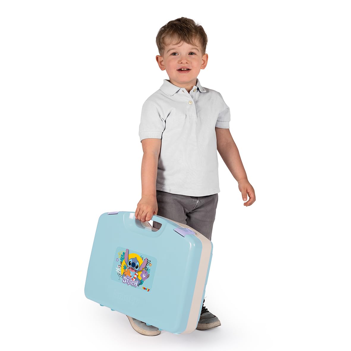 Smoby - Stitch - Cocina - Estuche Plegable - Numerosos Accesorios: sartén, crepera, Taza, cápsulas, Chupete y Otros - A Partir de 3 años - Fabricado en Francia