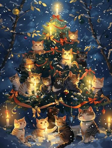 Manualidades pintura con números Navidad adultos el regalo creativo DIY de cuadros gato