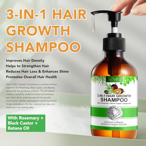 3 in 1 Rosemary Shampoo for Hair Growth Organic Hair Growth Shampoo with Rosemary oil, Castor and Batana Oil - Image 2