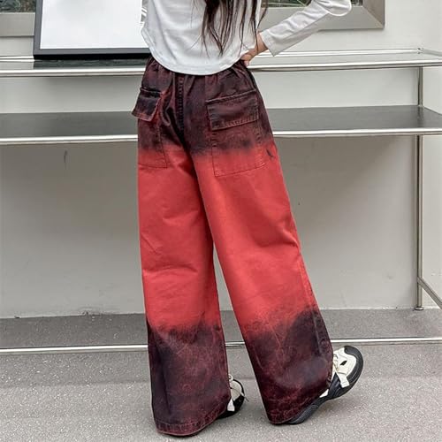 Girls Slim Jeans Big Girls Ribbed Pull On Cargo Stretch Denim Pants Girls Wide Leg Cargo Pants Multi Pocket3