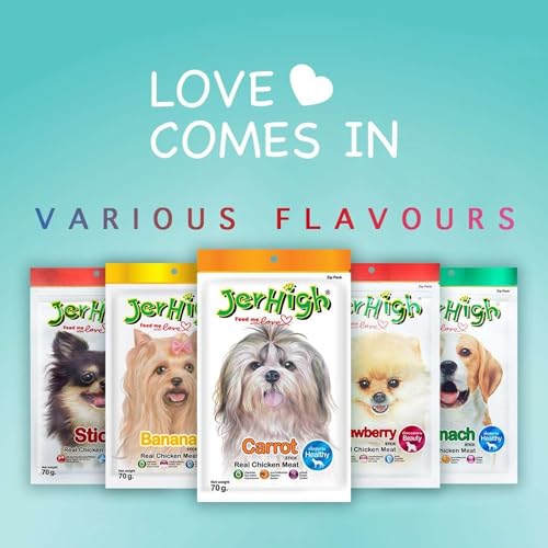 Image of Jerhigh Chicken Dog Treats, Human Grade High Protein Chicken, Fully Digestible Healthy Snack & Training Treat, Free from by-Products & Gluten, Carrot 70gm (18 X 70g) Sold by DogsNCats