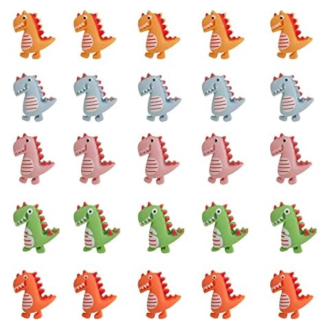 Mewuthede Cute Dinosaur Thumb Tacks,Creative Animal Shaped Pushpins,Decorative to Paper Photo Memo Document Postcard Thumbtack,for Photo Wall,Feature Wall,Whiteboard,Bulletin Board,30Pcs Cover