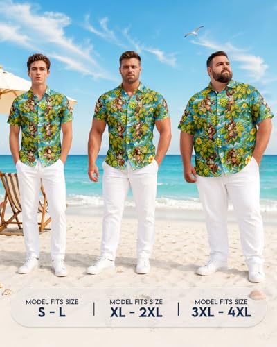 Image of 99TIMORO Fathers Funny Mens Hawaiian Shirt, Movie Button Down Short Sleeve Top, Father Day Summer Gifts